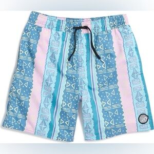 NWT Boys Volcom Swim Trunks Size XL 16 Anti-UV 50+ Blue Purple Geometric